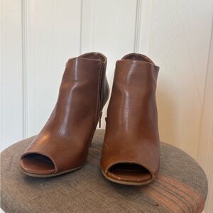 Cathy Jean Tan Peep-Toe Ankle Booties